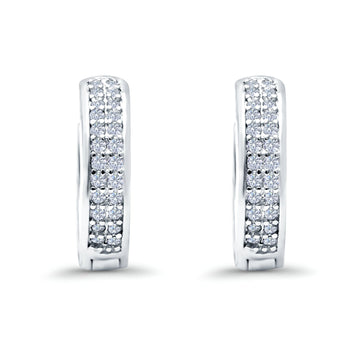 Half Eternity Hoop Earrings Round Simulated CZ 925 Sterling Silver (14mm)